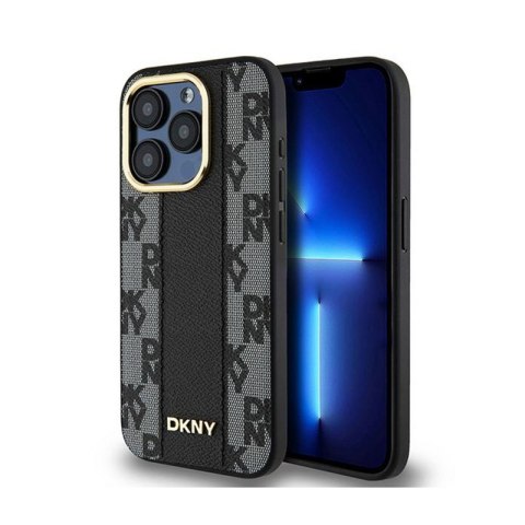 DKNY Leather Checkered Mono Pattern MagSafe - Etui iPhone 15 Pro Max (czarny) DKNY Leather Checkered Mono Pattern MagSafe - Etui iPhone 15 Pro Max (czarny)