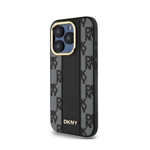 DKNY Leather Checkered Mono Pattern MagSafe - Etui iPhone 15 Pro Max (czarny) DKNY Leather Checkered Mono Pattern MagSafe - Etui iPhone 15 Pro Max (czarny)