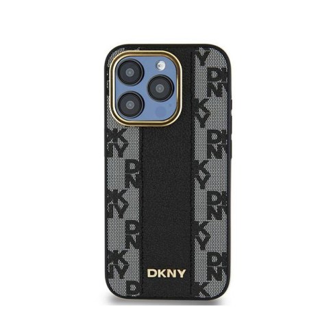 DKNY Leather Checkered Mono Pattern MagSafe - Etui iPhone 15 Pro Max (czarny) DKNY Leather Checkered Mono Pattern MagSafe - Etui iPhone 15 Pro Max (czarny)