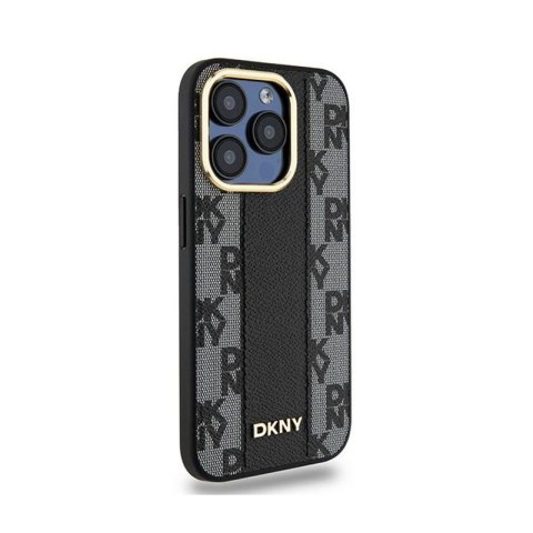 DKNY Leather Checkered Mono Pattern MagSafe - Etui iPhone 15 Pro Max (czarny) DKNY Leather Checkered Mono Pattern MagSafe - Etui iPhone 15 Pro Max (czarny)