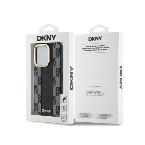 DKNY Leather Checkered Mono Pattern MagSafe - Etui iPhone 15 Pro Max (czarny) DKNY Leather Checkered Mono Pattern MagSafe - Etui iPhone 15 Pro Max (czarny)