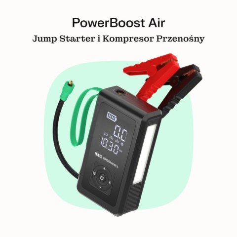Green Cell - PowerBoost Air Car Jump Starter / Rozrusznik / Latarka / Powerbank do samochodu z kompresorem 8000mAh 1000A Green Cell - PowerBoost Air Car Jump Starter / Rozrusznik / Latarka / Powerbank do samochodu z kompresorem 8000mAh 1000A