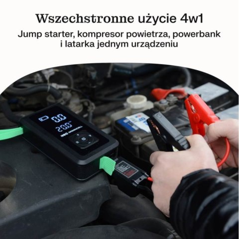 Green Cell - PowerBoost Air Car Jump Starter / Rozrusznik / Latarka / Powerbank do samochodu z kompresorem 8000mAh 1000A Green Cell - PowerBoost Air Car Jump Starter / Rozrusznik / Latarka / Powerbank do samochodu z kompresorem 8000mAh 1000A