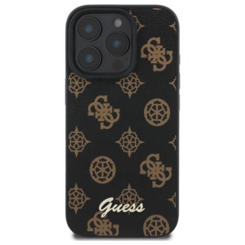 Guess Peony Script MagSafe - Etui iPhone 16 Pro Max (czarny) Guess Peony Script MagSafe - Etui iPhone 16 Pro Max (czarny)