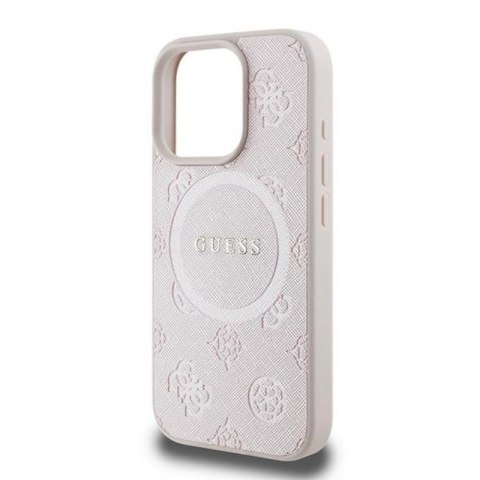 Guess Saffiano Peony Classic Logo MagSafe - Etui iPhone 16 Pro (różowy) Guess Saffiano Peony Classic Logo MagSafe - Etui iPhone 16 Pro (różowy)