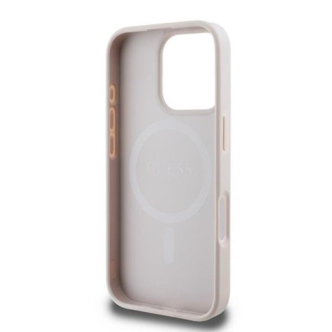 Guess Saffiano Peony Classic Logo MagSafe - Etui iPhone 16 Pro (różowy) Guess Saffiano Peony Classic Logo MagSafe - Etui iPhone 16 Pro (różowy)