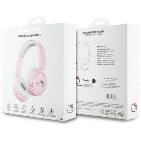 Hello Kitty Face Logo - Bezprzewodowe słuchawki nauszne Bluetooth V5.3 (różowy) Hello Kitty Face Logo - Bezprzewodowe słuchawki nauszne Bluetooth V5.3 (różowy)