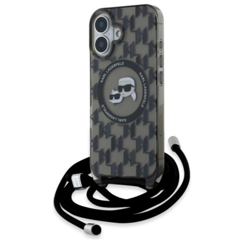 Karl Lagerfeld IML Crossbody Monogram Karl & Choupette Head MagSafe - Etui iPhone 16 (czarny) Karl Lagerfeld IML Crossbody Monogram Karl & Choupette Head MagSafe - Etui iPhone 16 (czarny)
