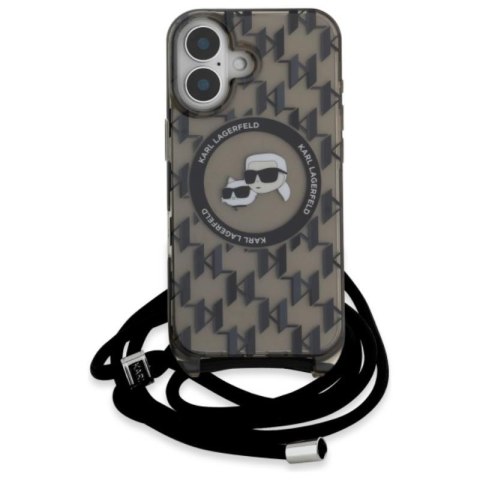 Karl Lagerfeld IML Crossbody Monogram Karl & Choupette Head MagSafe - Etui iPhone 16 (czarny) Karl Lagerfeld IML Crossbody Monogram Karl & Choupette Head MagSafe - Etui iPhone 16 (czarny)