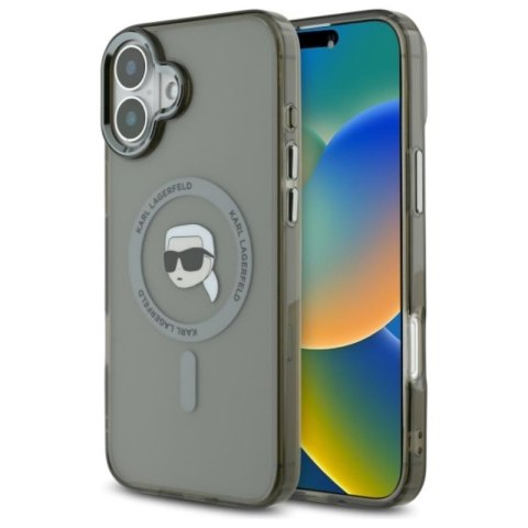 Karl Lagerfeld IML Metal Karl Head MagSafe - Etui iPhone 16 (czarny) Karl Lagerfeld IML Metal Karl Head MagSafe - Etui iPhone 16 (czarny)