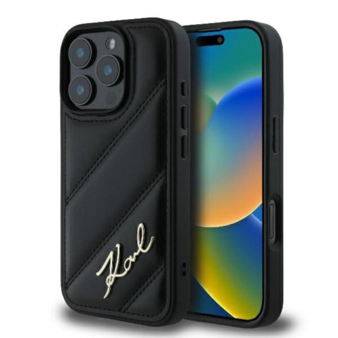 Karl Lagerfeld Quilted Signature - Etui iPhone 16 Pro Max (czarny) Karl Lagerfeld Quilted Signature - Etui iPhone 16 Pro Max (czarny)