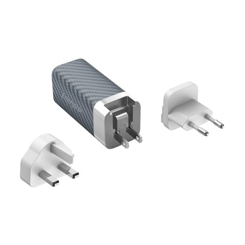 Energizer Ultimate - Ładowarka sieciowa podróżna Multiplug EU / UK / US GaN USB-C & USB-A 65W PD (Srebrny) Energizer Ultimate - Ładowarka sieciowa podróżna Multiplug EU / UK / US GaN USB-C & USB-A 65W PD (Srebrny)