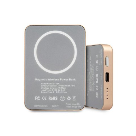 Guess Magnetic Wireless Power Bank Vintage - Power Bank indukcyjny 3000 mAh MagSafe (Złoty) Guess Magnetic Wireless Power Bank Vintage - Power Bank indukcyjny 3000 mAh MagSafe (Złoty)