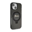 Guess Ring Stand Script Glitter MagSafe - Etui iPhone 15 Plus (czarny)