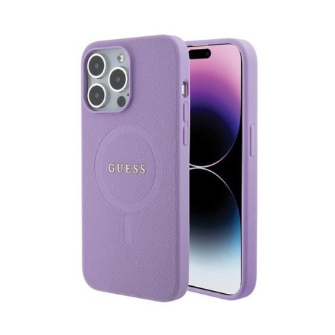 Guess Saffiano MagSafe - Etui iPhone 15 Pro Max (fioletowy) Guess Saffiano MagSafe - Etui iPhone 15 Pro Max (fioletowy)