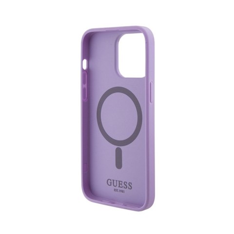 Guess Saffiano MagSafe - Etui iPhone 15 Pro Max (fioletowy) Guess Saffiano MagSafe - Etui iPhone 15 Pro Max (fioletowy)