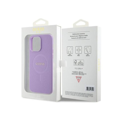 Guess Saffiano MagSafe - Etui iPhone 15 Pro Max (fioletowy) Guess Saffiano MagSafe - Etui iPhone 15 Pro Max (fioletowy)