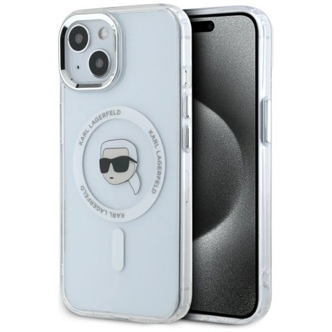 Karl Lagerfeld IML Metal Karl Head MagSafe - Etui do iPhone 15 Plus (biały) Karl Lagerfeld IML Metal Karl Head MagSafe - Etui do iPhone 15 Plus (biały)