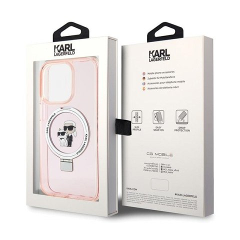 Karl Lagerfeld Ring Stand Karl & Choupette MagSafe - Etui iPhone 15 Pro (różowy) Karl Lagerfeld Ring Stand Karl & Choupette MagSafe - Etui iPhone 15 Pro (różowy)