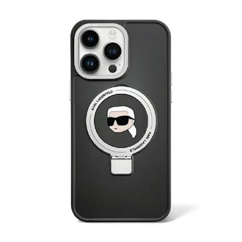 Karl Lagerfeld Ring Stand Karl Head MagSafe - Etui iPhone 15 Pro (czarny) Karl Lagerfeld Ring Stand Karl Head MagSafe - Etui iPhone 15 Pro (czarny)