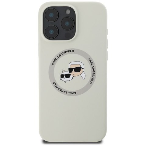 Karl Lagerfeld Silicone Double Heads And Circle MagSafe - Etui do iPhone 16 Pro (beżowy) Karl Lagerfeld Silicone Double Heads And Circle MagSafe - Etui do iPhone 16 Pro (beżowy)