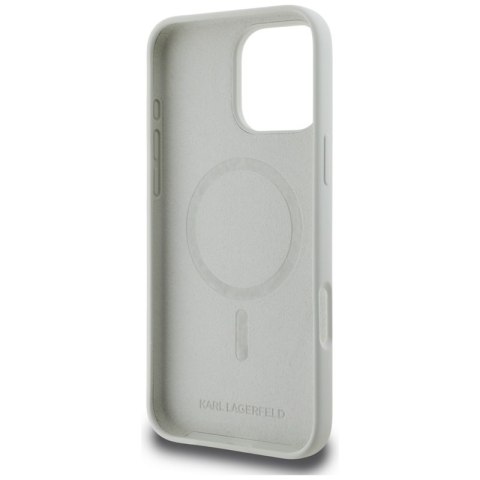 Karl Lagerfeld Silicone Double Heads And Circle MagSafe - Etui do iPhone 16 Pro (beżowy) Karl Lagerfeld Silicone Double Heads And Circle MagSafe - Etui do iPhone 16 Pro (beżowy)