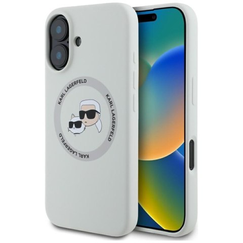 Karl Lagerfeld Silicone Double Heads And Circle MagSafe - Etui do iPhone 16 (beżowy) Karl Lagerfeld Silicone Double Heads And Circle MagSafe - Etui do iPhone 16 (beżowy)