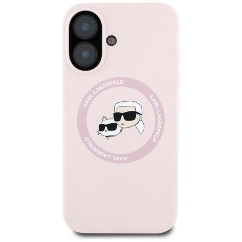 Karl Lagerfeld Silicone Double Heads And Circle MagSafe - Etui do iPhone 16 (różowy) Karl Lagerfeld Silicone Double Heads And Circle MagSafe - Etui do iPhone 16 (różowy)