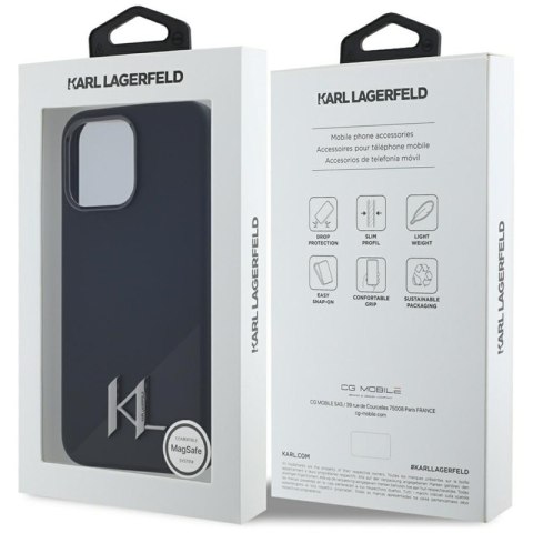 Karl Lagerfeld Silicone Shadow Metal Initial MagSafe - Etui do iPhone 15 Pro Max (czarny) Karl Lagerfeld Silicone Shadow Metal Initial MagSafe - Etui do iPhone 15 Pro Max (czarny)