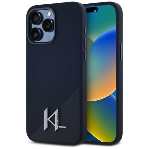 Karl Lagerfeld Silicone Shadow Metal Initial MagSafe - Etui do iPhone 15 Pro (czarny) Karl Lagerfeld Silicone Shadow Metal Initial MagSafe - Etui do iPhone 15 Pro (czarny)