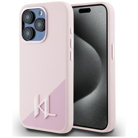 Karl Lagerfeld Silicone Shadow Metal Initial MagSafe - Etui do iPhone 15 Pro (różowy) Karl Lagerfeld Silicone Shadow Metal Initial MagSafe - Etui do iPhone 15 Pro (różowy)