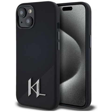 Karl Lagerfeld Silicone Shadow Metal Initial MagSafe - Etui do iPhone 15 (czarny) Karl Lagerfeld Silicone Shadow Metal Initial MagSafe - Etui do iPhone 15 (czarny)