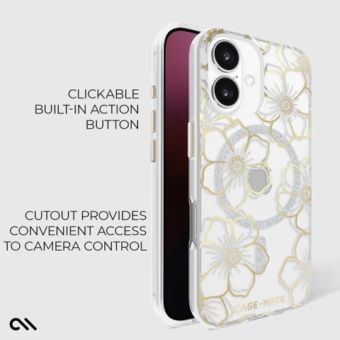 Case-Mate Floral Gems MagSafe - Etui iPhone 16 Plus (Gold) Case-Mate Floral Gems MagSafe - Etui iPhone 16 Plus (Gold)