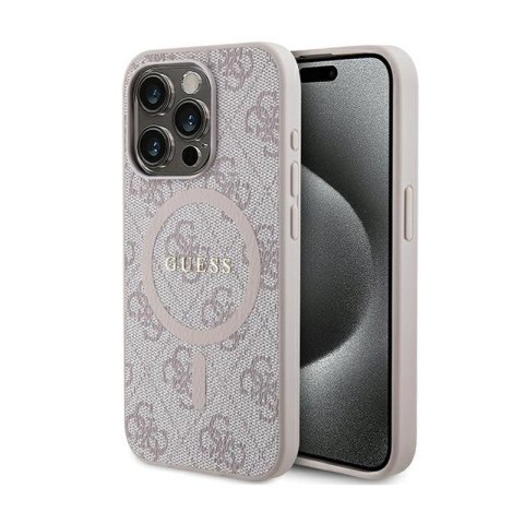 Guess 4G Collection Leather Metal Logo MagSafe - Etui iPhone 14 Pro (różowy) Guess 4G Collection Leather Metal Logo MagSafe - Etui iPhone 14 Pro (różowy)