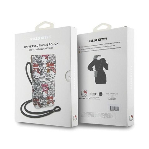 Hello Kitty Leather Tags Graffiti Cord - Torebka crossbody na telefon (beżowy) Hello Kitty Leather Tags Graffiti Cord - Torebka crossbody na telefon (beżowy)