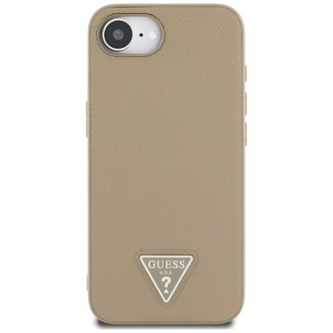 Guess Grained Triangle MagSafe - Etui do iPhone 16e (brązowy) Guess Grained Triangle MagSafe - Etui do iPhone 16e (brązowy)