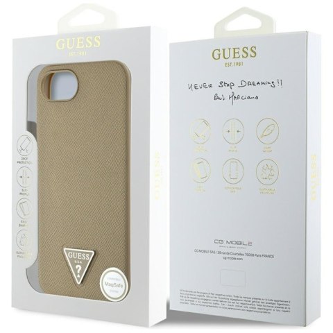 Guess Grained Triangle MagSafe - Etui do iPhone 16e (brązowy) Guess Grained Triangle MagSafe - Etui do iPhone 16e (brązowy)