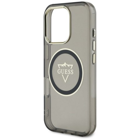 Guess IML Metal Mountain Logo MagSafe - Etui do iPhone 16 Pro (czarny) Guess IML Metal Mountain Logo MagSafe - Etui do iPhone 16 Pro (czarny)