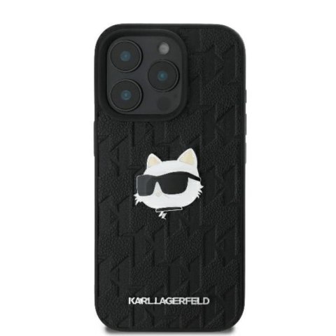 Karl Lagerfeld Monogram Choupette Head Pin - Etui iPhone 16 Pro (czarny) Karl Lagerfeld Monogram Choupette Head Pin - Etui iPhone 16 Pro (czarny)
