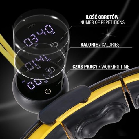 ZESTAW HULA HOP MAGNETYCZNY BLACK/YELLOW HHM21 Z LICZNIKIEM HMS + PAS WYSZCZUPLAJĄCY BR1313 ZESTAW HULA HOP MAGNETYCZNY BLACK/YELLOW HHM21 Z LICZNIKIEM HMS + PAS WYSZCZUPLAJĄCY BR1313