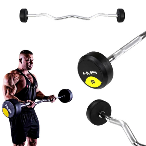 GSL 10 – Sztanga / Gryf Stały Łamany Gumowany 10 kg HMS