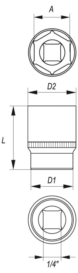 NASADKA 5,5MM 1/4" 6-KĄT CV KRÓTKA NASADKA 5,5MM 1/4" 6-KĄT CV KRÓTKA