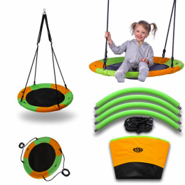 Huśtawka Bocianie Gniazdo NB5003 Pomarańczowo-Zielona Śr. 90 cm NILS