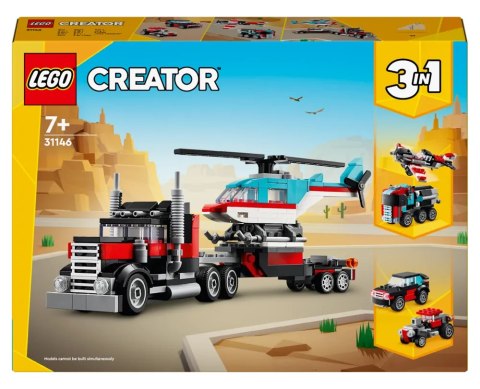 LEGO 31146 Creator 3w1 - Ciężarówka z platformą i helikopterem LEGO 31146 Creator 3w1 - Ciężarówka z platformą i helikopterem
