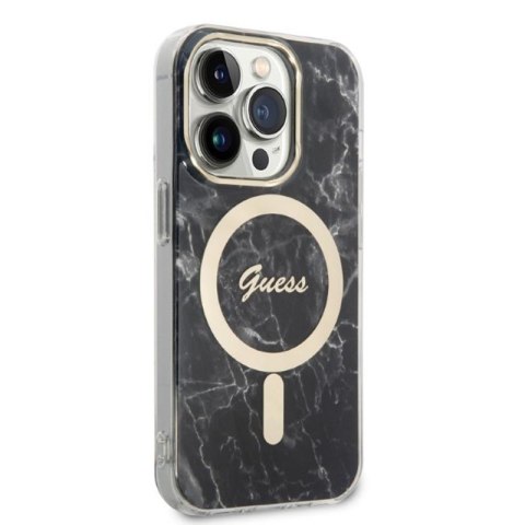 Guess Bundle Pack MagSafe IML Marble - Zestaw etui + ładowarka MagSafe iPhone 14 Pro Max (czarny/złoty) Guess Bundle Pack MagSafe IML Marble - Zestaw etui + ładowarka MagSafe iPhone 14 Pro Max (czarny/złoty)