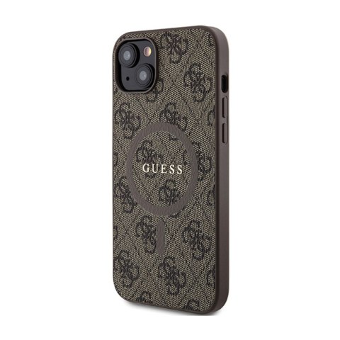 Guess 4G Collection Leather Metal Logo MagSafe - Etui iPhone 15 / 14 / 13 (brązowy) Guess 4G Collection Leather Metal Logo MagSafe - Etui iPhone 15 / 14 / 13 (brązowy)