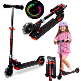 HD120L LED BLACK-RED - Hulajnoga NILS EXTREME Święcące kółka -Stylowa jazda