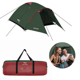 Namiot Kempingowy Nils Camp NC6013 ROCKER Zielono - Czerwony dla 3 Osób
