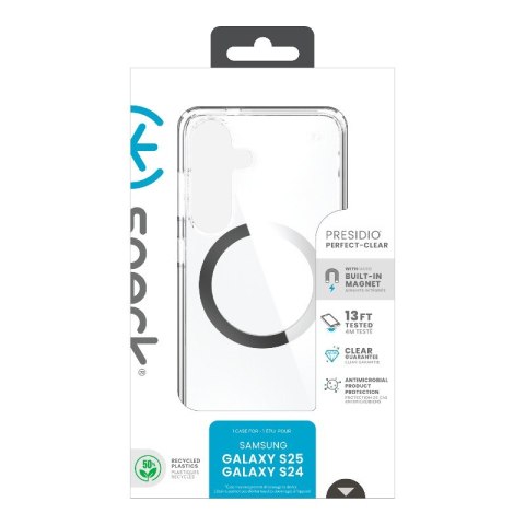 Speck Presidio Perfect-Clear Magnet - Etui Samsung Galaxy S25 / S24 MagSafe (Clear / Chrome Finish / Serene Silver) Speck Presidio Perfect-Clear Magnet - Etui Samsung Galaxy S25 / S24 MagSafe (Clear / Chrome Finish / Serene Silver)