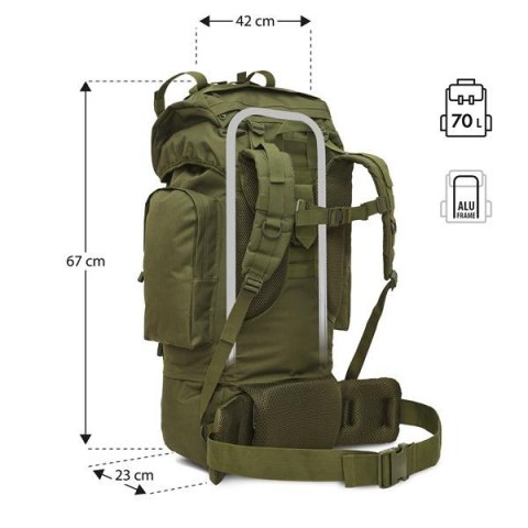 NC3901 Eagle Plecak Taktyczny 70L Zielony NILS CAMP - Idealny na Wyprawy NC3901 Eagle Plecak Taktyczny 70L Zielony NILS CAMP - Idealny na Wyprawy